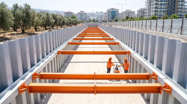 Konya Palplanş: kanal hattında palplanş iksa